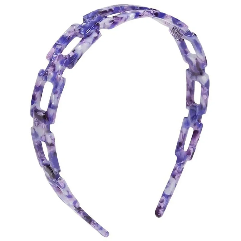 NWT Womens Draper James Chain Link High Fashion Headband in Purple Tortoise